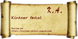 Kintner Antal névjegykártya